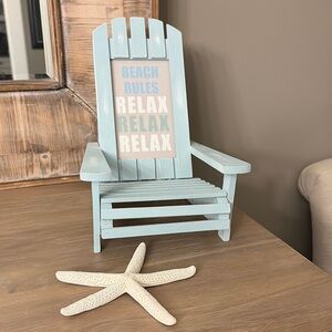 Light Blue Beach Chair Decor picture frame with Starfish